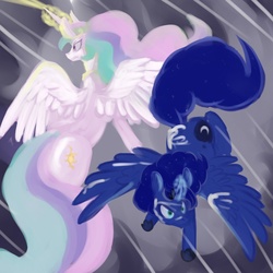 Size: 1280x1280 | Tagged: safe, artist:helloiamyourfriend, princess celestia, princess luna, g4, the crystalling, 30 minute art challenge, magic