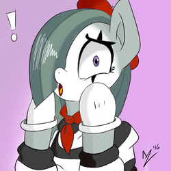 Size: 3000x3000 | Tagged: safe, artist:aer0 zer0, marble pie, g4, exclamation point, female, high res, mime, reference, solo, tangled (disney)