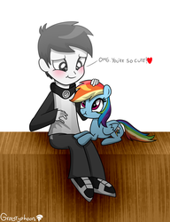 Size: 2300x3000 | Tagged: safe, artist:graytyphoon, rainbow dash, oc, oc:arzon, equestria girls, g4, high res, petting