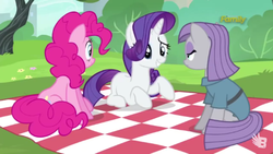 Size: 2560x1440 | Tagged: safe, screencap, maud pie, pinkie pie, rarity, g4, the gift of the maud pie