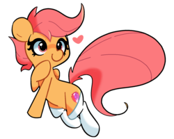 Size: 1500x1200 | Tagged: safe, artist:turtlefarminguy, scootaloo, pegasus, pony, g4, clothes, cute, cutealoo, cutie mark, female, filly, foal, heart, raised hoof, simple background, socks, solo, the cmc's cutie marks, transparent background, white socks