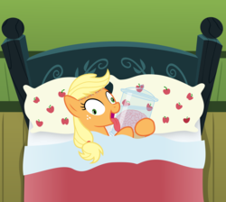Size: 6000x5386 | Tagged: safe, artist:magister39, applejack, earth pony, pony, g4, absurd resolution, bed, bedroom, brain, brain in a jar, female, mare, shipping