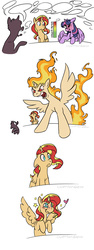 Size: 1804x4805 | Tagged: safe, artist:overlordneon, sunset shimmer, twilight sparkle, alicorn, pony, rapidash, g4, alicornified, angry, comic, counterparts, female, floppy ears, heart, lesbian, race swap, rapidash twilight, scrunchy face, shimmercorn, ship:sunsetsparkle, shipping, starry eyes, twilight sparkle (alicorn), twilight's counterparts, wavy mouth, wingboner, wingding eyes
