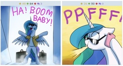 Size: 514x278 | Tagged: safe, screencap, princess celestia, derpibooru, g4, exploitable meme, juxtaposition, juxtaposition win, linked juxtaposition, meme, meta