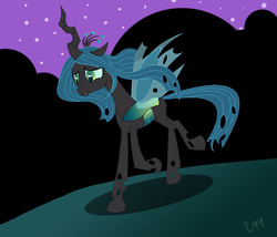 Size: 1040x890 | Tagged: dead source, safe, artist:comedic44, queen chrysalis, changeling, changeling queen, g4, female, sad, solo