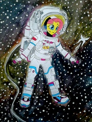 Size: 960x1280 | Tagged: safe, artist:metaldudepl666, part of a set, fluttershy, equestria girls, g4, astronaut, drawing, female, poland, solo, space, spacesuit, traditional art