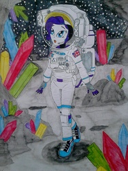 Size: 960x1280 | Tagged: safe, artist:metaldudepl666, part of a set, rarity, equestria girls, g4, astronaut, crystal, drawing, female, solo, space, spacesuit, traditional art, united kingdom