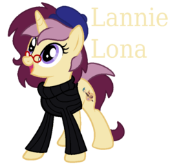 Size: 672x648 | Tagged: safe, artist:monkfishyadopts, oc, oc only, oc:lannie lona, g4, base used, beatnik, beret, clothes, glasses, solo, sweater, turtleneck