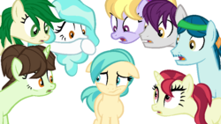 Size: 804x452 | Tagged: safe, artist:berrypunchrules, captain planet, cloudy kicks, indigo wreath, paisley, rose heart, sophisticata, sweet leaf, tennis match, equestria girls, g4, background human, equestria girls ponified, ponified, simple background, transparent background
