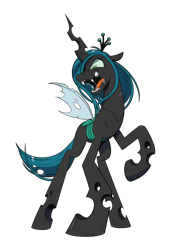 Size: 1024x1497 | Tagged: source needed, safe, artist:php104, queen chrysalis, changeling, changeling queen, g4, drool, female, growling, raised hoof, simple background, solo, tongue out, transparent background