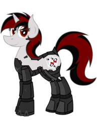 Size: 5140x6666 | Tagged: safe, artist:ivancrysis, oc, oc only, oc:blackjack, cyborg, cyborg pony, pony, unicorn, fallout equestria, fallout equestria: project horizons, absurd resolution, amputee, cybernetic legs, level 2 (project horizons)