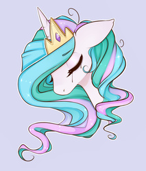 Size: 1366x1607 | Tagged: safe, artist:cinnamonh3artz, princess celestia, g4, crying, female, running makeup, solo