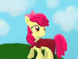 Size: 2000x1500 | Tagged: safe, artist:kaleidoscopethepony, apple bloom, g4, cape, clothes, female, solo