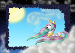 Size: 1600x1131 | Tagged: safe, artist:panhaukatze, princess celestia, g4, female, solo, watermark