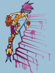 Size: 750x1000 | Tagged: safe, artist:nyarls, scootaloo, human, g4, crossover, female, humanized, jet set radio, roller skates, solo, video game