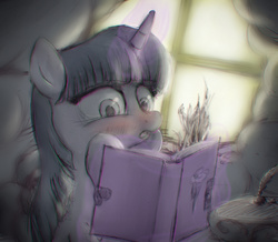 Size: 3335x2902 | Tagged: safe, artist:plotcore, twilight sparkle, g4, blushing, diary, female, high res, magic, reading, solo