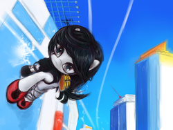 Size: 4000x3000 | Tagged: safe, artist:plotcore, earth pony, pony, crossover, faith, faith connors, female, mare, mirror's edge, parkour, parody, ponified, wall run