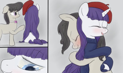 Size: 5000x3000 | Tagged: safe, artist:plotcore, octavia melody, rarity, g4, female, hug, lesbian, raritavia, shipping