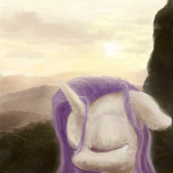 Size: 3000x3000 | Tagged: safe, artist:plotcore, rarity, pony, unicorn, g4, bust, eyes closed, female, floppy ears, high res, mare, portrait, solo, sunset, wet, wet mane, wet mane rarity