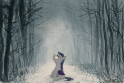 Size: 3000x2000 | Tagged: safe, artist:plotcore, oc, oc only, oc:echo, bat pony, pony, forest, high res, solo, winter