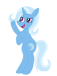 Size: 1936x2592 | Tagged: safe, artist:squipycheetah, trixie, pony, unicorn, g4, bipedal, female, looking up, missing accessory, open mouth, pointing, raised hoof, raised leg, simple background, smiling, solo, transparent background, vector