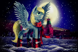 Size: 3000x1999 | Tagged: safe, artist:das_leben, oc, oc only, boots, clothes, commission, kremlin, moon, moscow, not derpy, russia, scarf, snow, snowfall, solo