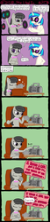 Size: 1024x4485 | Tagged: safe, artist:ficficponyfic, dj pon-3, octavia melody, vinyl scratch, earth pony, pony, unicorn, g4, blatant lies, boombox, comic, dialogue, female, food, i kissed a girl, katy perry, mare, music, song reference, tea