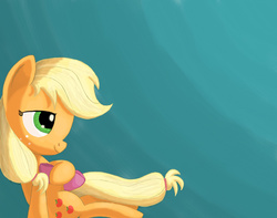 Size: 1500x1181 | Tagged: safe, artist:grennadder, applejack, earth pony, pony, g4, abstract background, apple bloom's bow, bow, female, mare, sitting, solo
