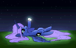 Size: 874x560 | Tagged: safe, artist:flamevulture17, princess luna, alicorn, pony, g4, animated, cute, female, lunabetes, mare, moon, night, playing, solo, stars, tangible heavenly object