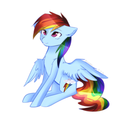 Size: 4000x4000 | Tagged: safe, artist:kurochhi, rainbow dash, g4, absurd resolution, ear fluff, female, simple background, sitting, solo, spread wings, transparent background
