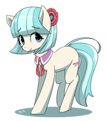 Size: 1040x1168 | Tagged: safe, artist:niwano_kei, coco pommel, earth pony, pony, g4, cocobetes, cute, female, mare, pixiv, simple background, smiling, solo, white background