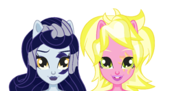 Size: 888x473 | Tagged: safe, artist:berrypunchrules, moonlight raven, sunshine smiles, equestria girls, g4, equestria girls-ified, simple background, transparent background