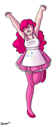 Size: 1000x2232 | Tagged: safe, artist:aubrace, pinkie pie, human, g4, clothes, dress, female, humanized, solo, stockings