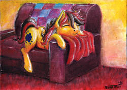 Size: 1200x850 | Tagged: safe, artist:sa1ntmax, oc, oc only, oc:maytee, pony, couch, lying down, solo