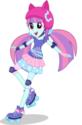 Size: 3261x5000 | Tagged: safe, artist:xebck, sunny flare, equestria girls, g4, my little pony equestria girls: friendship games, absurd resolution, adoraflare, alternate hairstyle, alternate universe, clothes swap, cute, female, helmet, pigtails, roller skates, simple background, skates, skating, solo, transparent background, vector, wondercolts