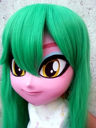 Size: 720x960 | Tagged: source needed, safe, lemon zest, equestria girls, g4, animegao, animegao kigurumi, clothes, cute, face of mercy, mask, photo, uncanny valley