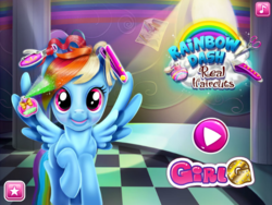 Size: 640x480 | Tagged: safe, rainbow dash, g4, bootleg, faic, female, flash game, game, haircut, solo, uncanny valley