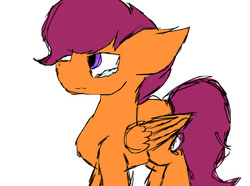 Size: 794x592 | Tagged: safe, artist:xxchaoticartxx, scootaloo, g4, crying, female, sad, simple background, sketch, solo, white background