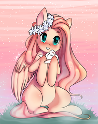 Size: 1969x2500 | Tagged: safe, artist:yukomaussi, angel bunny, fluttershy, g4, cute, flower, holding, shyabetes