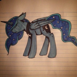 Size: 640x640 | Tagged: safe, artist:whovian072200, princess luna, alicorn, pony, g4, female, lined paper, solo, traditional art