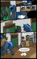 Size: 800x1280 | Tagged: safe, artist:compound lift, oc, oc only, oc:greenhoof, oc:high tide, comic:misadventures of high tide, blank flank, comic, navy, speech bubble