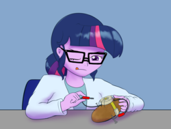 Size: 1000x755 | Tagged: safe, artist:empyu, sci-twi, twilight sparkle, equestria girls, g4, crossover, female, food, glados, portal (valve), potato, potato battery, solo