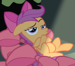 Size: 538x473 | Tagged: safe, screencap, scootaloo, pony, g4, somepony to watch over me, animated, apple bloom's bow, bow, cute, cutealoo, eyebrows, female, floppy ears, hair bow, raised eyebrow, solo