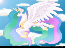 Size: 3652x2750 | Tagged: safe, artist:frozen-fortune, princess celestia, g4, concave belly, female, high res, large wings, solo, spread wings, wings