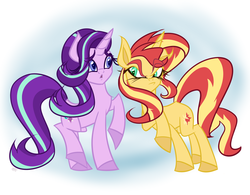 Size: 3000x2340 | Tagged: safe, artist:lekelbel, starlight glimmer, sunset shimmer, pony, unicorn, g4, high res, twilight's counterparts