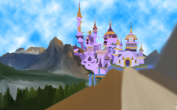 Size: 1920x1200 | Tagged: safe, artist:uncommentator, background, canterlot, canterlot castle, scenery