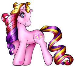 Size: 1041x906 | Tagged: safe, artist:prettywitchdoremi, fluttershy, g3, g4, female, heart, heart eyes, solo, wingding eyes