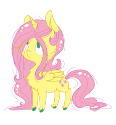 Size: 1024x1109 | Tagged: safe, fluttershy, alicorn, pony, g4, female, fluttercorn, race swap, solo