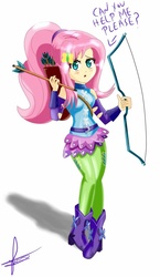 Size: 720x1240 | Tagged: safe, artist:dieart77, fluttershy, equestria girls, g4, my little pony equestria girls: friendship games, archer, female, needs more jpeg, ponytail, solo