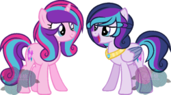 Size: 600x334 | Tagged: safe, artist:t-aroutachiikun, oc, oc only, oc:harmony star, oc:princess estelle, offspring, parent:princess cadance, parent:shining armor, parents:shiningcadance, siblings